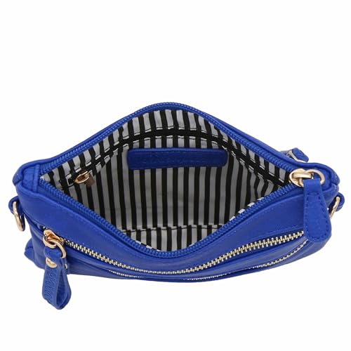 Image of FashionPuzzle Multi Zipper Pocket Small Wristlet Crossbody Bag
