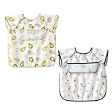 [COSHU] お食事 エプロン 半袖 2枚セット マジックテープ スモック 撥水加工 ポケット付き 食べこぼし ベビー 子供 女の子 h2024 [並行輸入品]