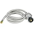 Rixordd 3 Feet Braided Propane Hose with Regulator – LP Hose with Regulator for Propane Tank, QCC1 Connector, 3/8" Female Flare Nut – Stainless Steel Braided Hose for Grill, Heater, Fire Pit