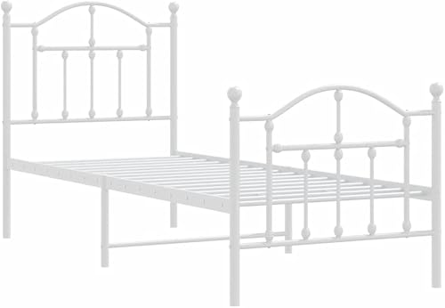 vidaXL Bettgestell mit Kopf- und Fußteil Metall Weiß 75x190 cm