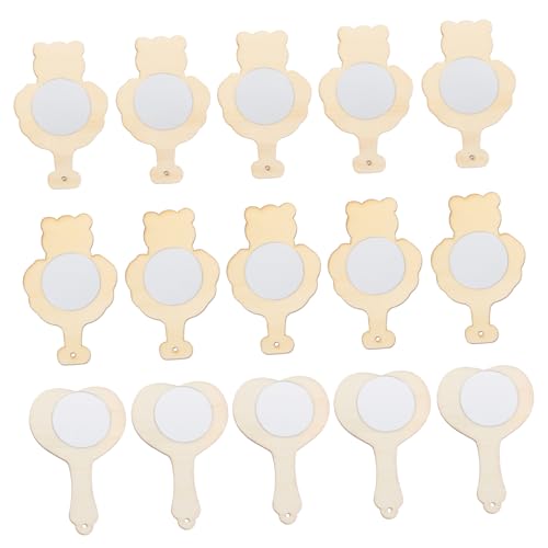 Angoily 15Pcs DIY Mirrors Handmade Wooden Craft for Painting Lightweight Fun Decorative Random Styles for Kindergarten and Creative Play