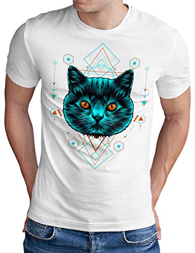 T-shirt homme grande taille confortable 5XL blanc OM3 anti-serrage motif Holy Kitty art