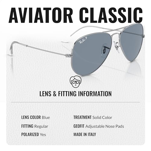 Image of Ray-Ban RB3025 CLASSIC AVIATOR POLARIZED Sunglasses for Men & Women with Official Eyewear Kit