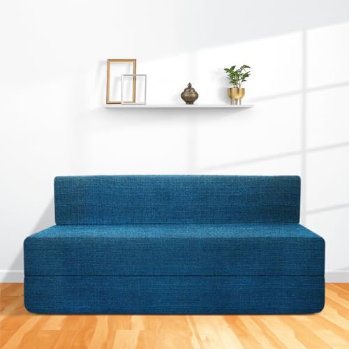 Image of CELLBELL Comfy Sofa Cum Bed 6x6.5 Feet | Foldable Dual Use Couch Bed with Soft Cushions, Washable Fabric Cover & Sturdy Frame | Space Saving Modern Design for Living Room, Bedroom & Guest Use (Teal)