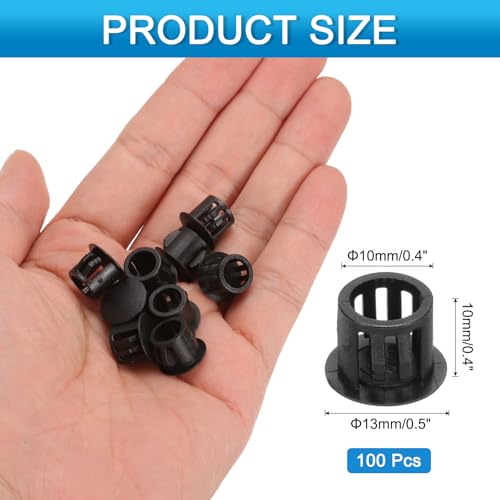 Image of uxcell 100pcs Nylon Plastic Hole Plugs, 2 /5 inch(10mm) Round Drill Screw Hole Plugs Covers Knockout Locking Plastic Plugs Insert End Caps for Kitchen Cabinet Furniture, Black