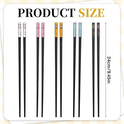 5 Pairs Chopsticks Reusable Fancy Chopsticks Non Slip Dishwasher Safe Fiberglass Chinese Chop Sticks Set for Sushi Noodles Rice - Image 5