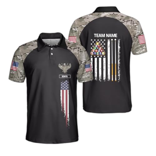 SHAANT Personalized Billard Shirts for Men, Custom Name Jersey for Players, 3D Print Billiard Pool Polo Shirt for Team 192