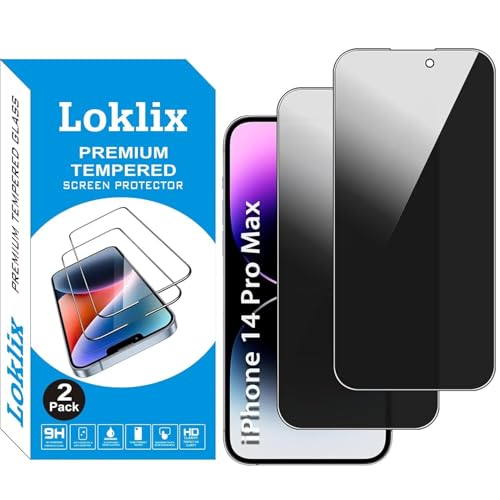 Image of iPhone 14 Pro Max Privacy Screen Protector - Pack of 2, Anti-Spy 9H Tempered Glass, Face ID Compatible, Anti-Fingerprint, Case Friendly, Bubble-Free, 6.7-Inch Display