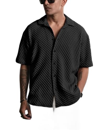 Image of NexaFlair Casual Shirt for Men|| Shirt for Men|| Men Stylish Shirt||Button Down Shirts Half Sleeve Bubble Fashion Textured Shirt