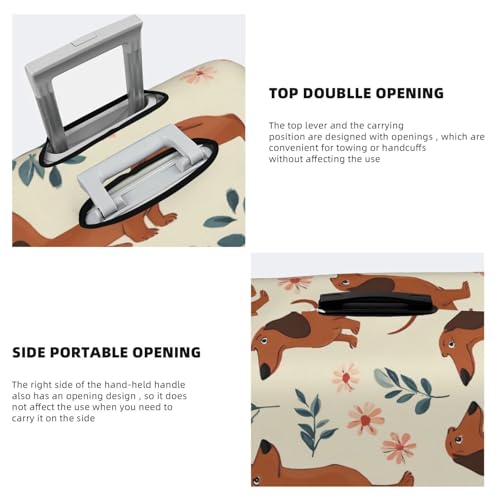 Dachshund Floral Luggage Cover Elastic Washable Protector Anti-Scratch Travel Suitcase Covers With Concealed Zipper For 18-32 Inch Luggage X-Large4