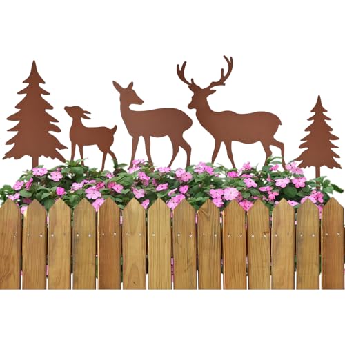 SKIPTHYBER Gartenstecker Hirsch Deko, 5er Roststecker Hirsch...