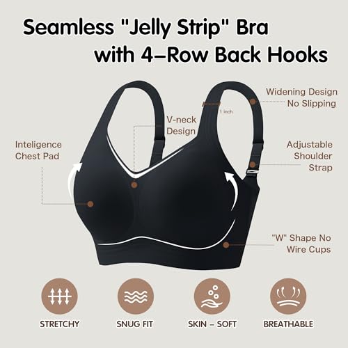 Image of Womens 2025 Seamless Wireless Supportive Bra Push Up Comfort Soft No Underwire Full Coverage T-Shirt Bras (M-4XL)