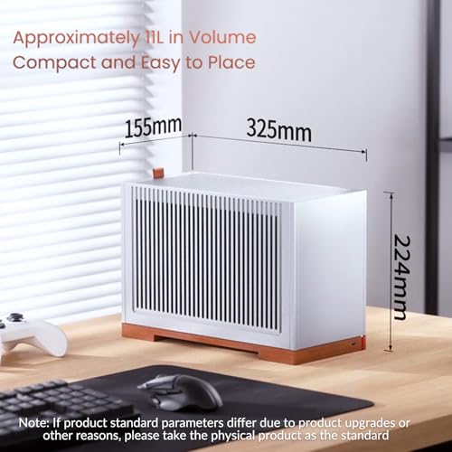 Image of JONSBO T9 Silver Mini ITX PC Case,SFF Tool-Free Mesh Desktop Case,A4 Compartment Structure,Walnut Solid Wood Base,3 Levels Adjustable for MB,4mm AL,SP SFX100mm /GPU202mm-310mm, with PCI-E 5.0 Cable