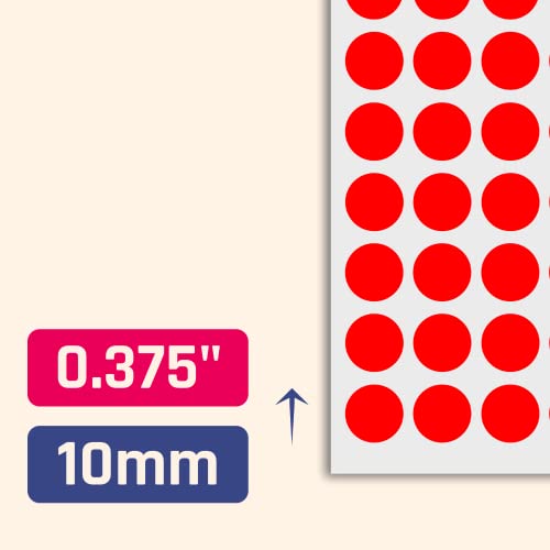 Image of 10 mm Adhesive Dots Label Stickers Self-Adhesive - (Pack of 15,000, Red)