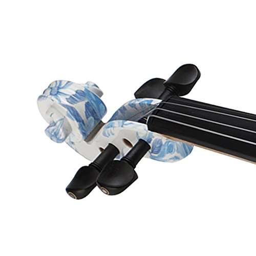 Kinglos DSG1201 4/4 White Blue Flowers Colored Solid Wood Advanced Electric/Silent Violin Kit thumb #5