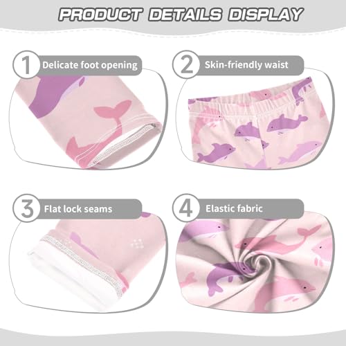 Girls' Athletic Leggings Ankle Length Yoga Dance Pants Kids Teen 4T Pink Purple Dolphin3