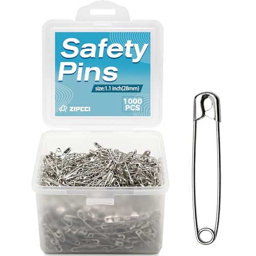 ZIPCCI 1000 Pcs 1.1 inch Nickel Plated Mini Safety Pins