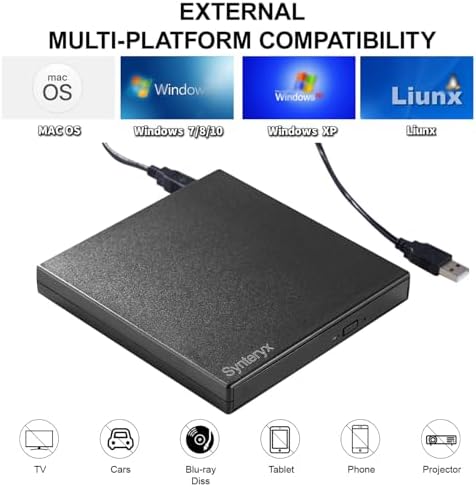 External CD DVD Drive, USB-A & USB-C CD Burner for Laptop, PC & Mac - 2