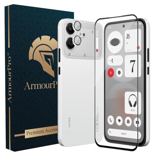 Image of ArmourPro Edge to Edge Tempered Glass for Nothing Phone (4b) with Silver Camera Ring Guard, 9H Screen Protector, Anti-Scratch, Anti-Fingerprint, Bubble-Free Installation Kit