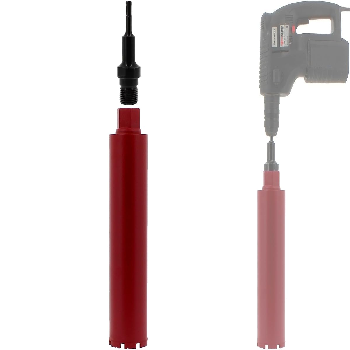 Diamantbohrkrone Ø 76 mm mit Adapter für Bohrmaschine und SDS-plus-Bohrhammer