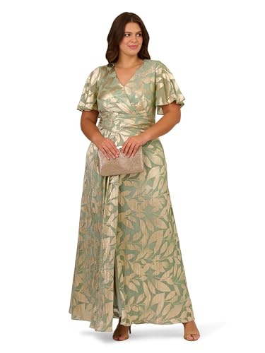 Image of Adrianna Papell Foil Leaf Draped Gown