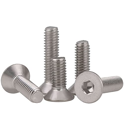 MACHSWON 10 PCS Hex Head Screw Bolts M12*35mm 304 Stainless Steel DIN7991 Hex Tap Bolts Countersunk Full Flat Head Socket Thread Hexagon Screws