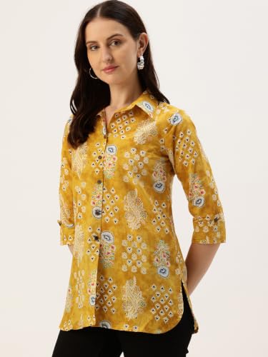 Image of feranoid Classic Collared Cotton Shirt with 3 /4 Sleeve for a Timeless Casual Look