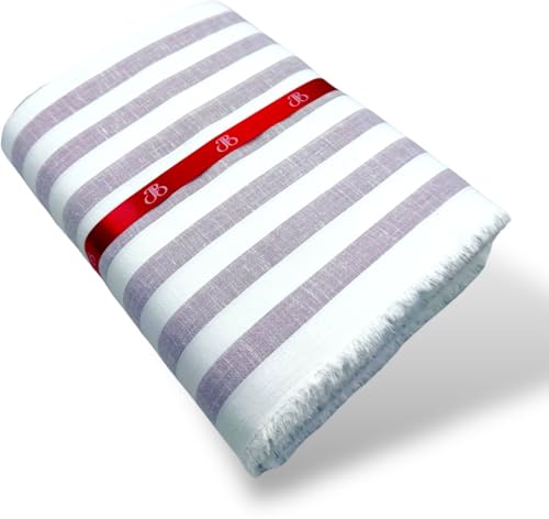 Image of JHABAK'S Unstitched Striped Shirt Fabric for Men - Cotton Linen Blend Lining Material - Shirt and Kurta Piece Cloth