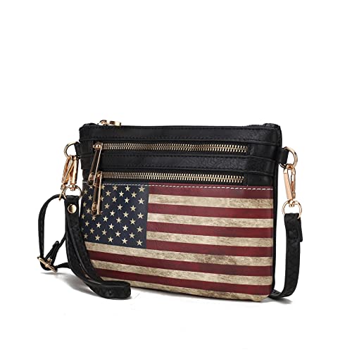 Image of MKF Collection Crossbody Bag for Women, American Flag Shoulder Bag, Vegan Leather Wristlet Bag Handbag Purse by Mia K
