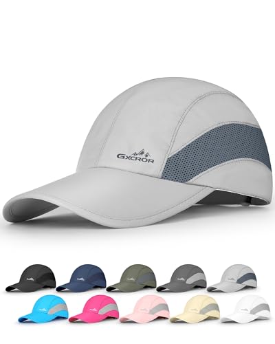 Image of GXCROR Running Hat for Men Women Quick-Dry Baseball Cap UPF50+ with Breathable Mesh, Adjustable Hook & Loop for Outdoor