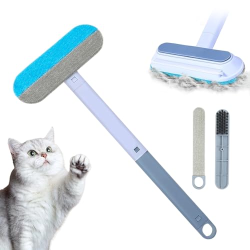 VIBINHO Multifuncional Quita Pelos Mascota, Reutilizable, 4 en 1 Cepillo Quita Pelos Mascota con Mango Largo Desmontable, Ideal para Sofás, Alfombras, Camas, Ropa y Ventanas