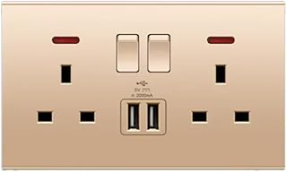 Interruptor De Luz De Pared De 220 V, Color Oro Rosa, Con Enchufe USB, Diseño De Botón De 1 Vía Y 2 Vías, Toma De 13 A, Carcasa De Plástico.