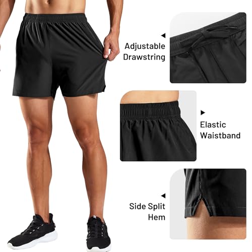Haimont 5 Inch Mens Dry Fit Running Athletic Shorts with Pockets, Water Resistant Lightweight Quick Dry Gym Workout Shorts4