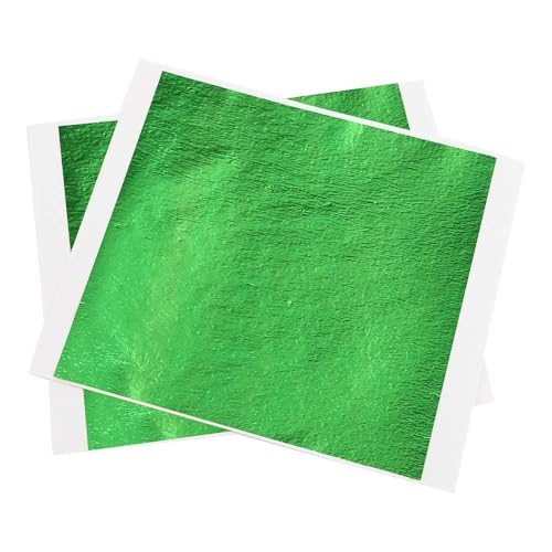KINNO Gold Leaf Sheets for Art 100 PCS Green Foil, 3.15 x 3.35 Inches