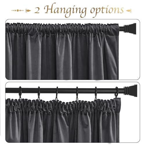 PONY DANCE Grey Velvet Blackout Pencil Pleat Curtains - Image 3