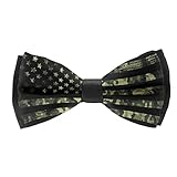 RIMENCH Men's Bow Tie Fashion Necktie Pre-Tied Satin Formal Tuxedo Tie American Flag Patriotic USA Green Camo Novel Bowtie for Wedding, Party, Dress up, Christmas