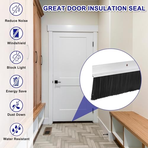 sourcing map 2 Stück Türbürste Bodenbelagdichtung H-Form Aluminiumlegierungsbasis mit 50mm PP-Bürste für Zuhause, Industrie (900mm L x 75mm B, Silber)