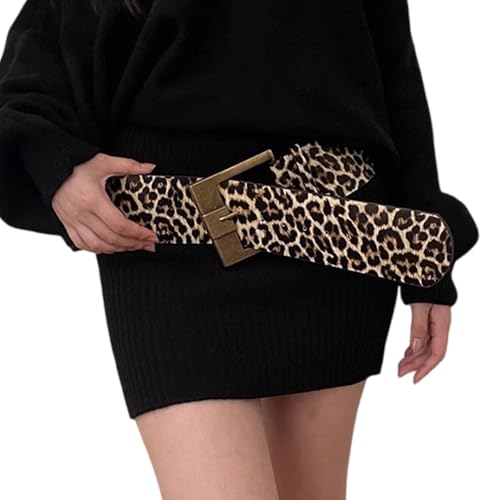 Leopards Print Wide Waist Belt Fashion Adjustable Belt Casual Wear Waist Belt For Men And Women