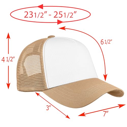 Image of Falari 5-Panel Mesh Baseball Cap, Trucker Hat, Structured Plain Design, Cotton, Adjustable Size