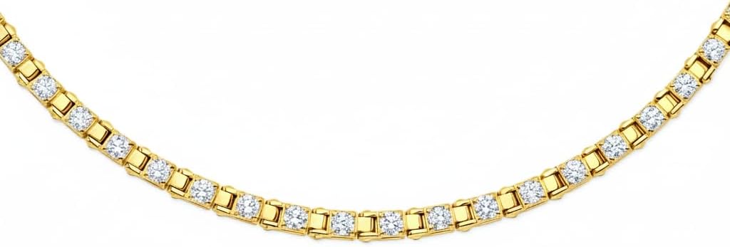 The Diamond Channel Certified Lab Grown Diamond Station Tennis Necklace Designed and Made in Italy, Magnetic Secure Lock, Diamond Tennis Necklace For Women (E-F Color, VS1-VS2 Clarity)