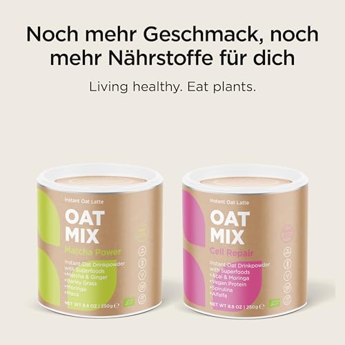 SOOPER FOOD Matcha Power Oat Mix | Veganes Bio Hafermilch Pulver mit Matcha Pulver, Ingwer, Gerstengras & mehr | Glutenfrei & ohne Zusatzstoffe | 15 Portionen | 250g