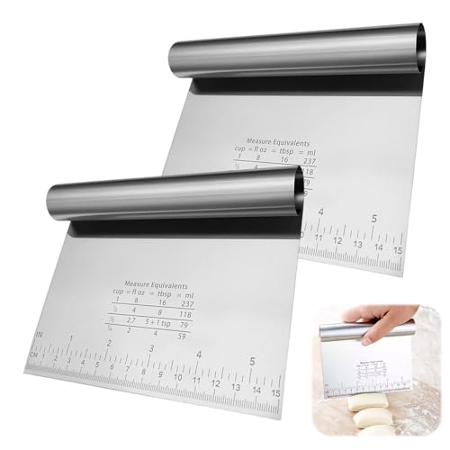 2 Pcs Pelle à Légumes, Spatule à Pâte, Ramasse Légumes Cuisine, Raclette en Acier Inox, Coupe-Pâte, Cuisine Accessoires, Aide de Cuisine pour Pain Fruits...