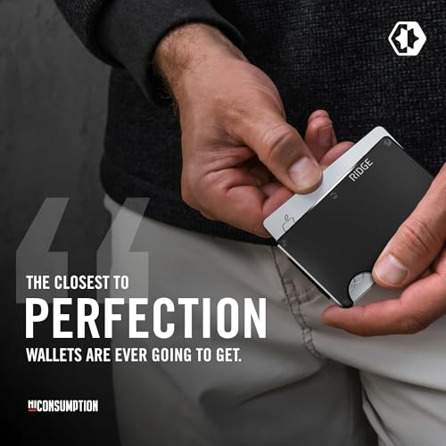 Image of The Ridge Wallet Authentic | Minimalist Metal RFID Blocking Wallet with Money Clip | Wallet for Men | RFID Minimalist Wallet, Slim Wallet (Black)