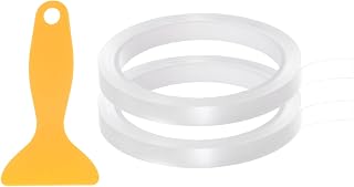 HARFINGTON 2pcs Caulk Strip Tape Clear 0.4"x16Ft Waterproof Sealing Tape with Sealing Tool for Kitchen Cooktop Sink Bathtub Shower Toilet