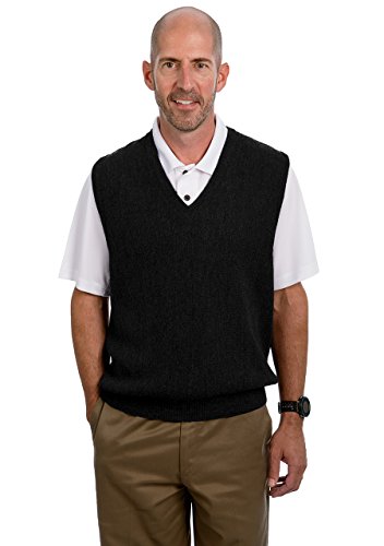 Men's V-Neck Links Sweater Vest - 100% Alpaca Wool