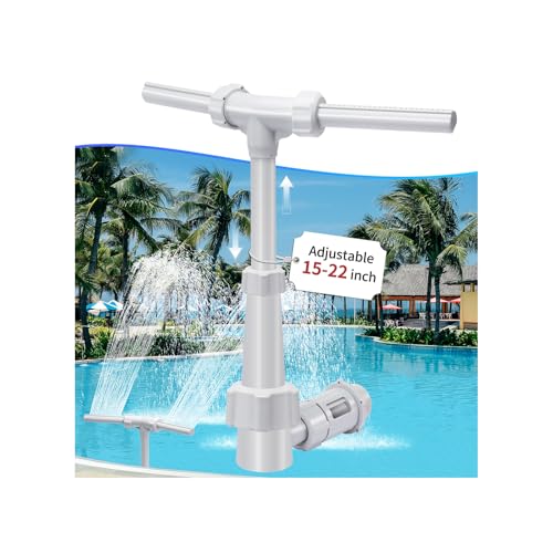 KLLEYNA Dual Spray Pool Fountains for Above-Inground Swimming-Pool - Telescopic 15-22' Pipe Height,...