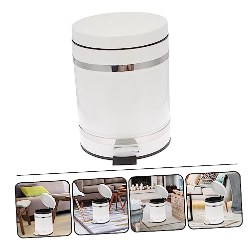 Caneca de basura rectangular con pedal 5 L blanco miniatura 3