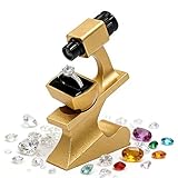 FXNFXLA Diamant-Gürtelbetrachter, Diamantlupe Mit Gürtellinse Für Laserbeschriftung, Kompakter Taillencode-Betrachter, 360° Drehbarer Ringhalter, Einstellbare Brennweite Gold