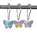 Butterfly Shower Curtain Hooks Rings,12Pcs Colorful Resin Pendants Accessories, Rustproof Rings Insect Garden Nature Theme Home Bathroom Decoration (Purple Pink Blue Pink Yellow)