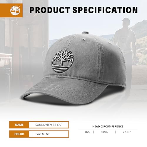 Image of Timberland Soundview Men's Baseball Cap - Cotton Canvas, Adjustable, Lightweight & Stylish Hat for Outdoor Activities
